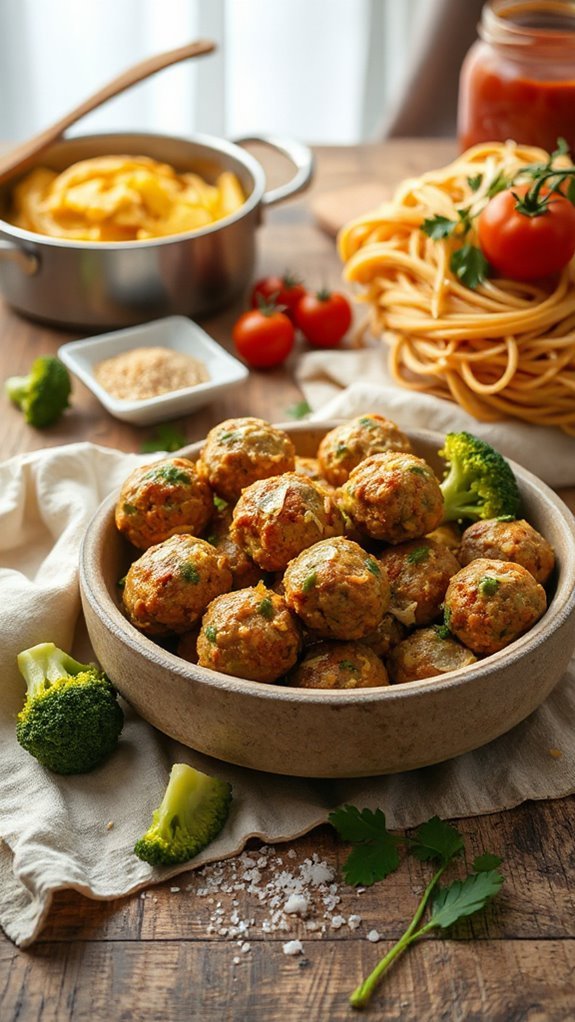 broccoli cheddar vegetarian meatballs mdgs8