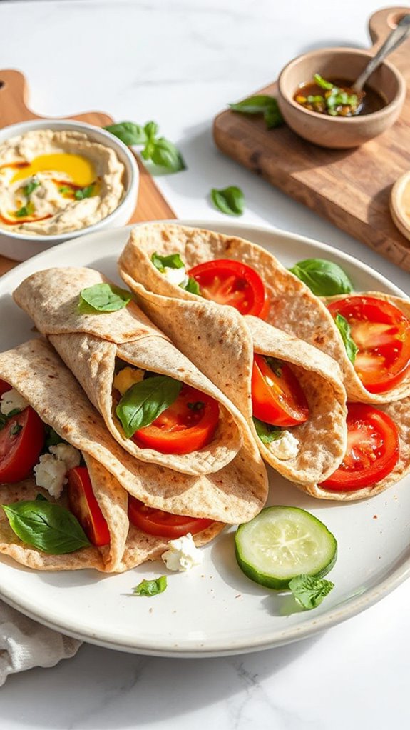caprese inspired hummus tortilla wrap aszav