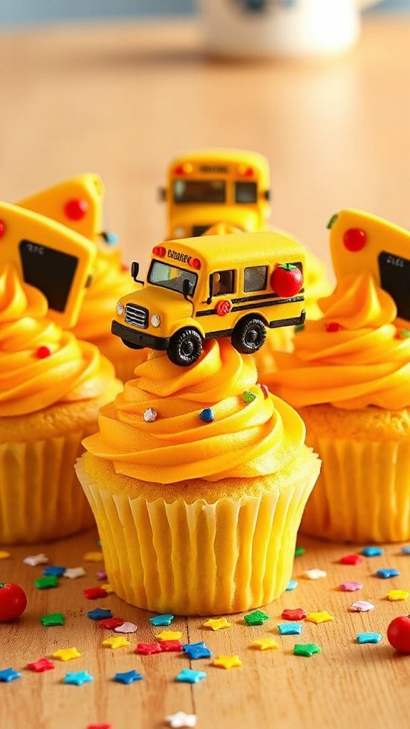 cheerful yellow school bus cupcakes v6lh6 cheerful yellow school bus cupcakes v6lh6