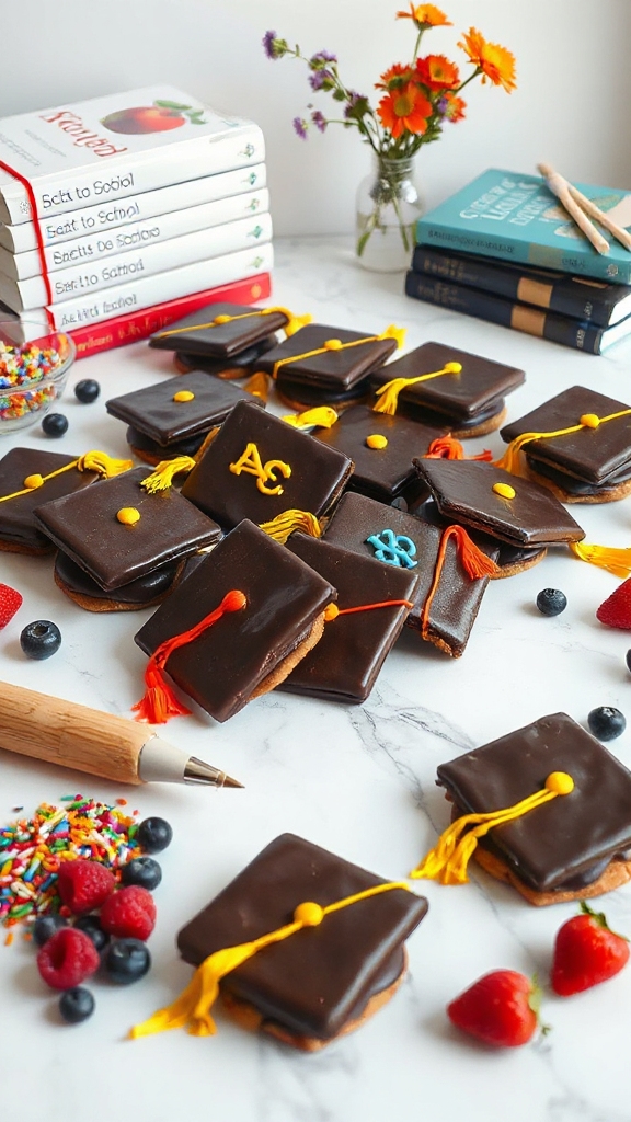 graduation cap shaped cookies k0gjo