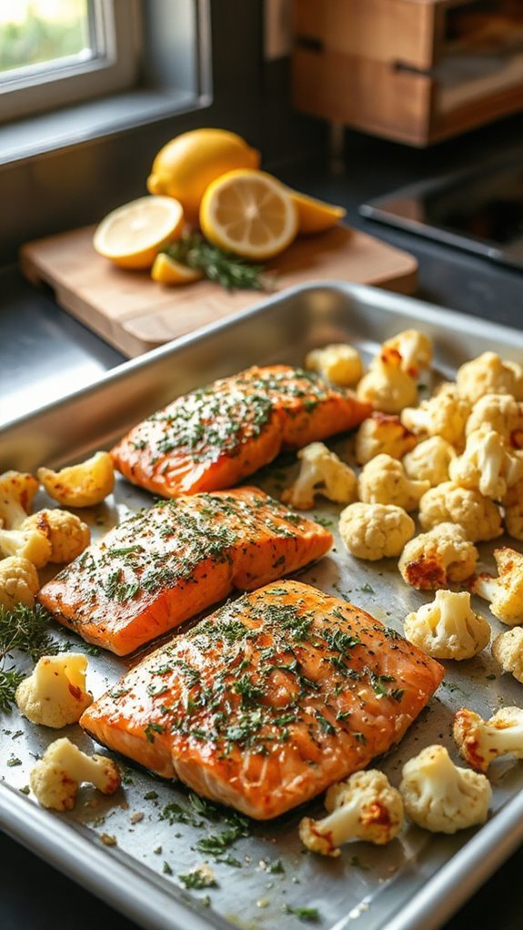 herb crusted salmon with cauliflower 07zfg herb crusted salmon with cauliflower 07zfg