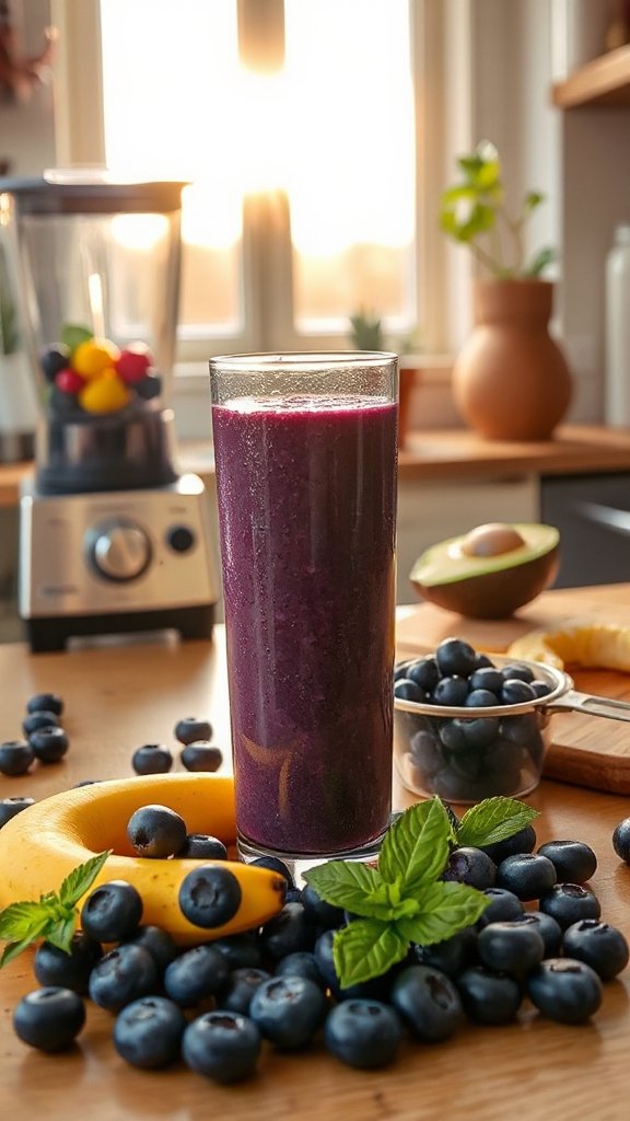 protein packed blueberry smoothie j3f1q