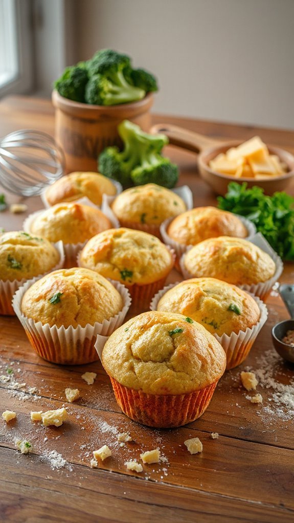 savory broccoli cheddar muffins to5as