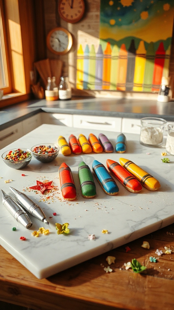 vibrant crayon shaped cookies ebxch
