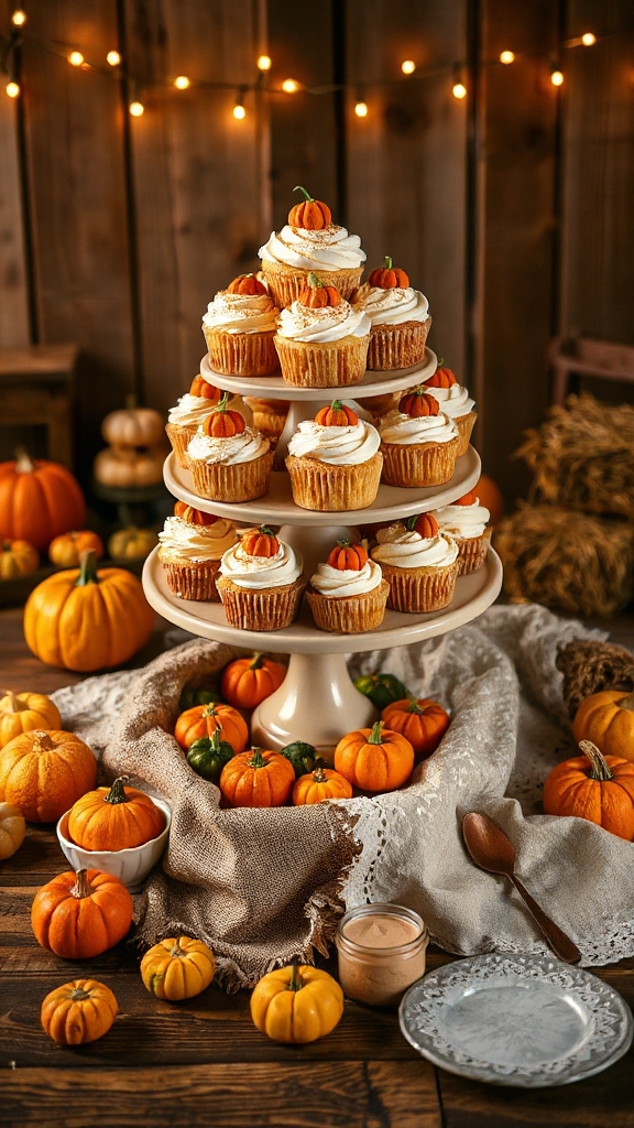 autumn themed pumpkin cupcakes