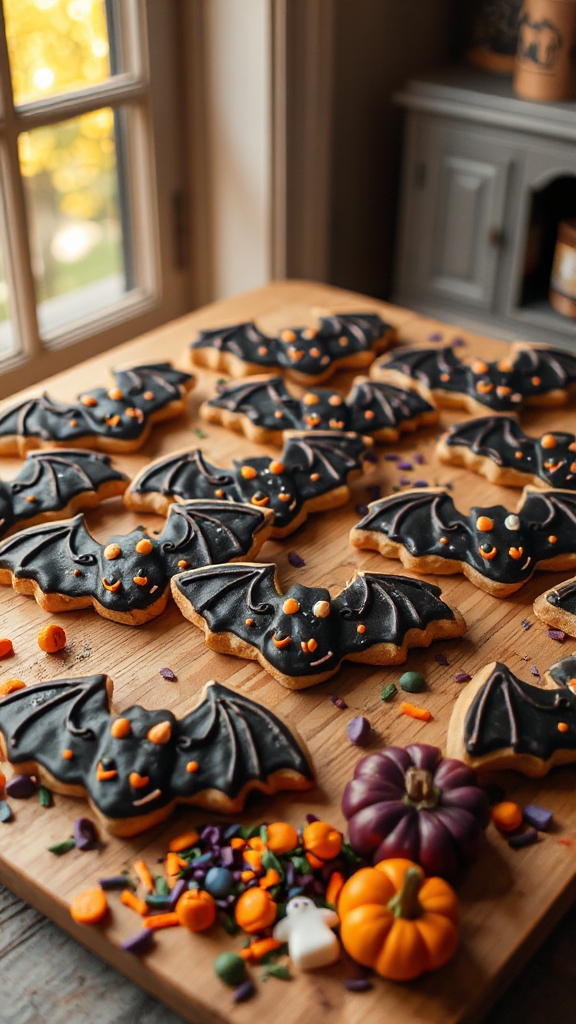 bat shaped halloween cookies