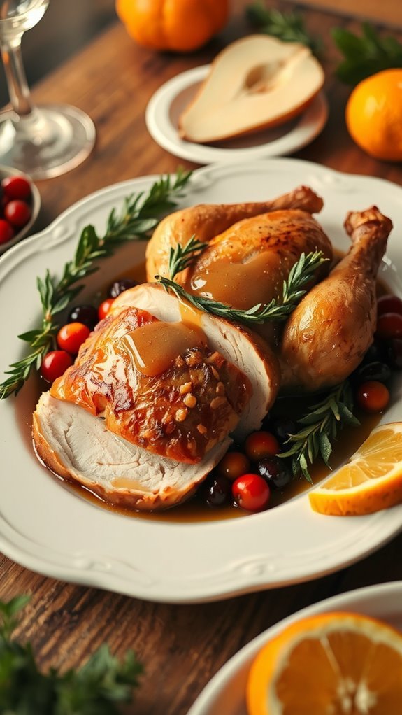 beautifully plated thanksgiving turkey