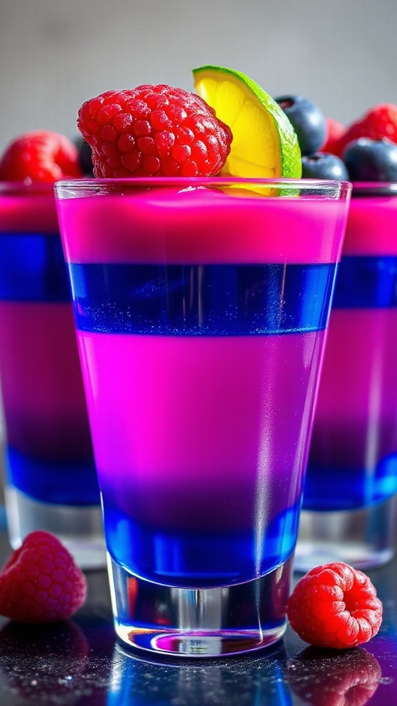 berry infused layered jello shots