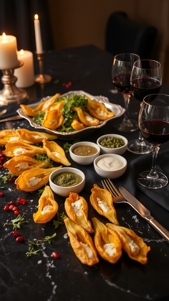 cheese stuffed squash blossoms appetizer