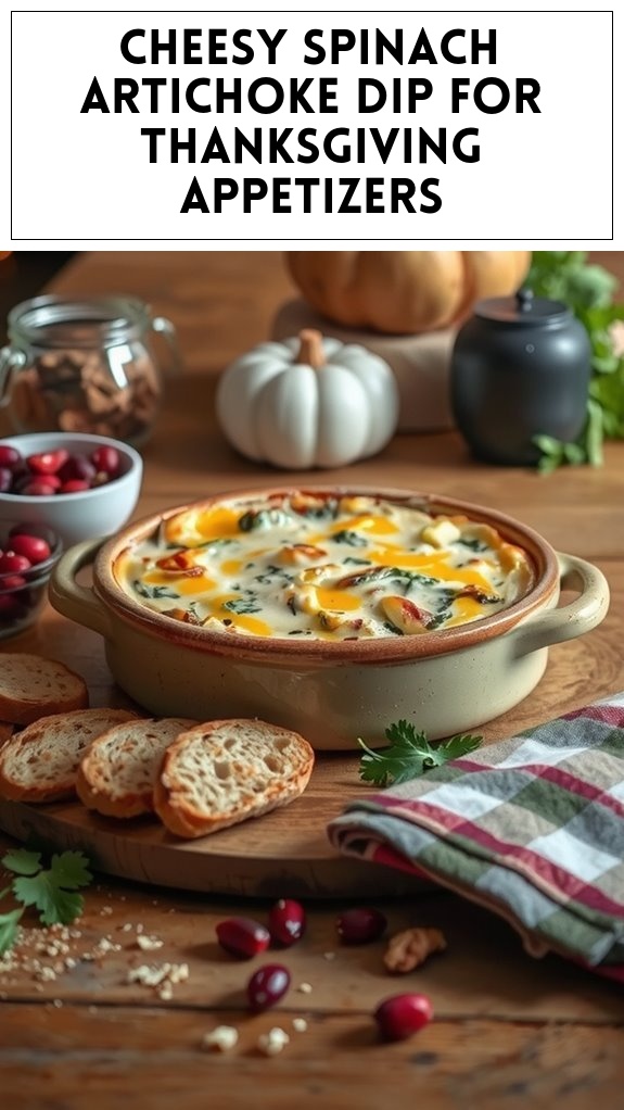 Cheesy Spinach Artichoke Dip for Thanksgiving Appetizers