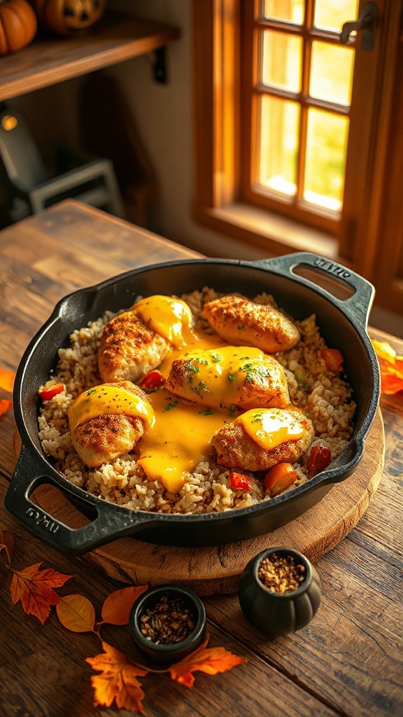 cheesy one skillet chicken rice