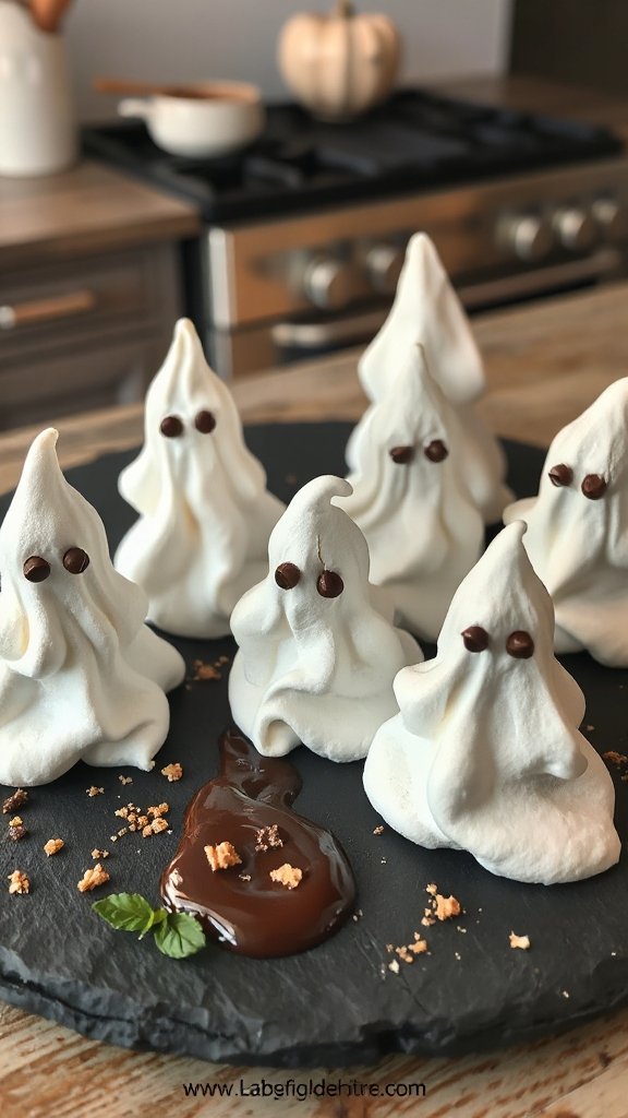 chocolate filled spooky meringues chocolate filled spooky meringues