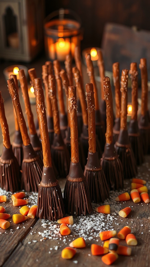 chocolate pretzel broomsticks recipe