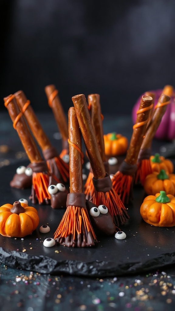 chocolate pretzel broomsticks recipe