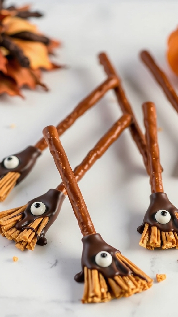 chocolate pretzel broomsticks recipe