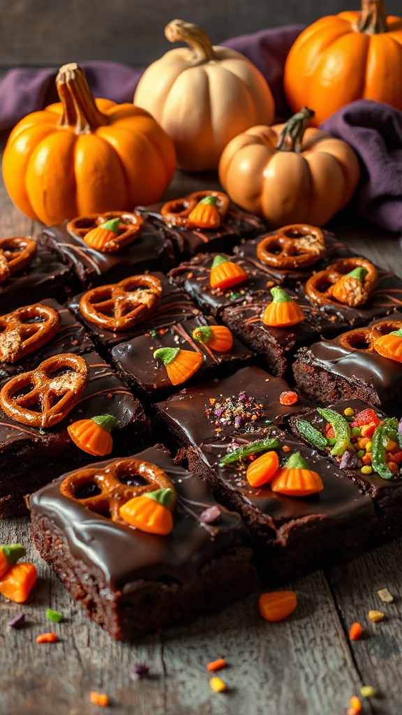 chocolate pretzel halloween brownies