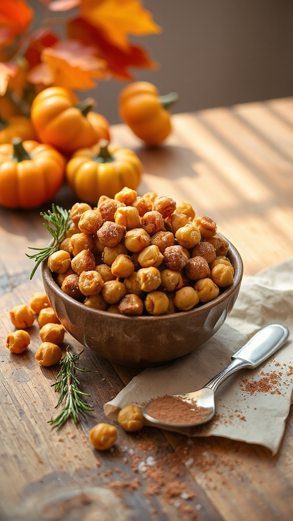 cinnamon sugar roasted chickpeas snack