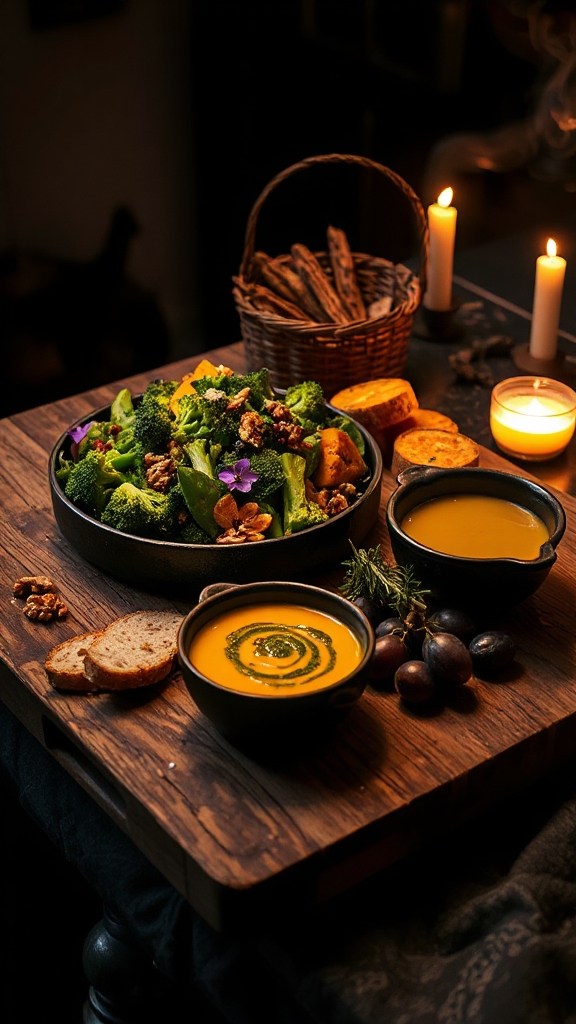 colorful halloween broccoli salad