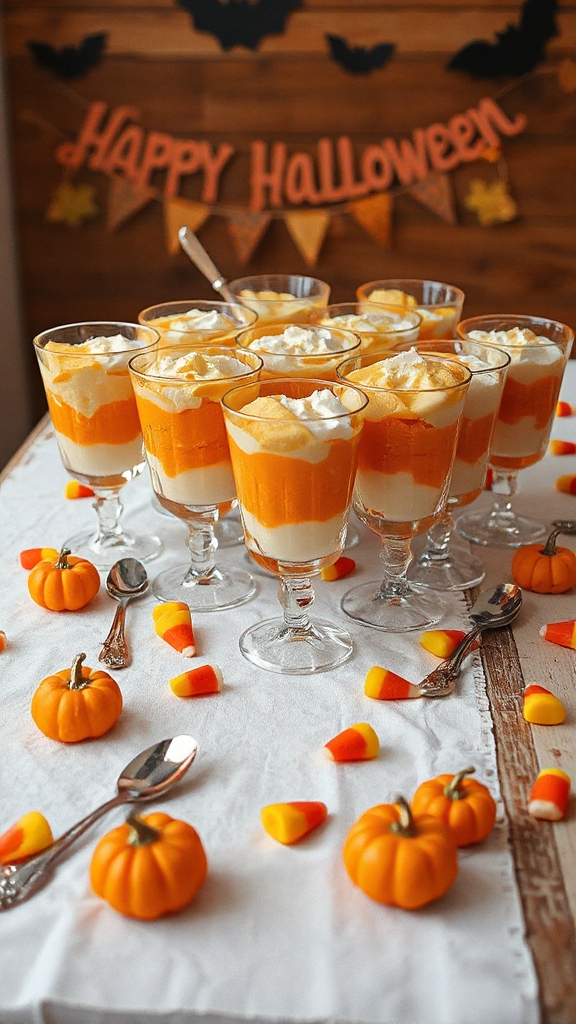 colorful halloween dessert parfaits