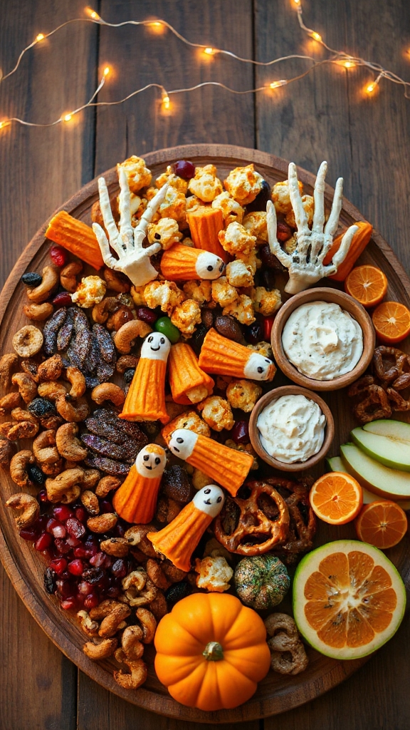 colorful halloween snack board