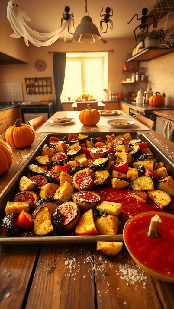 colorful halloween vegetable dish