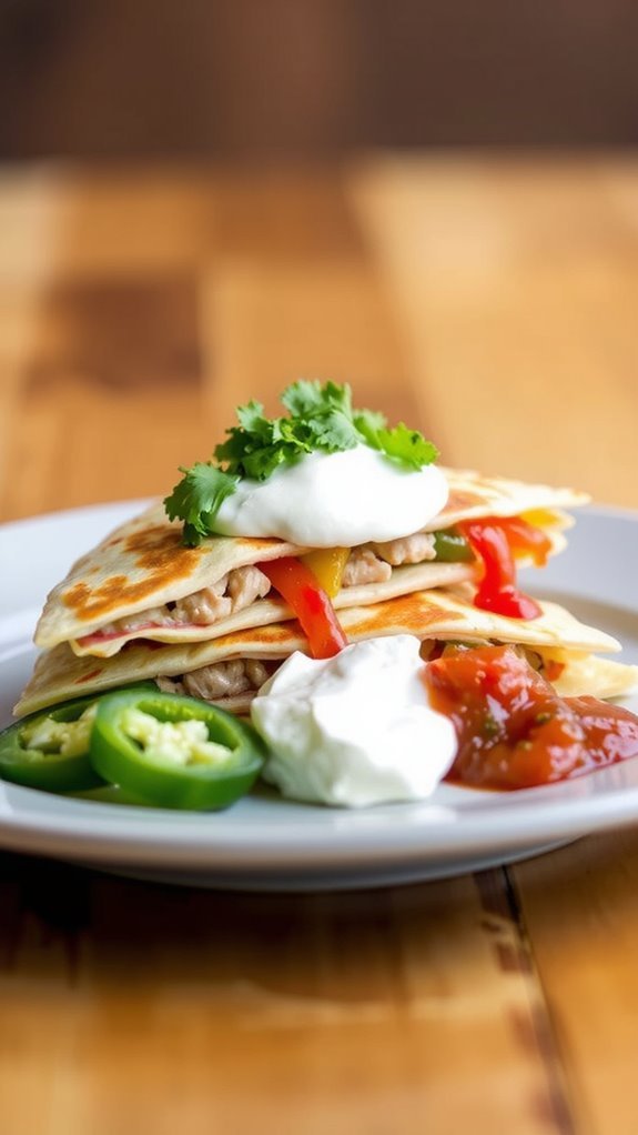 colorful textured quesadilla presentation