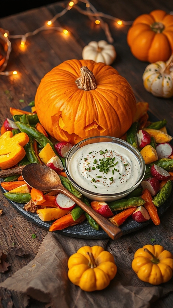 colorful veggie halloween platter