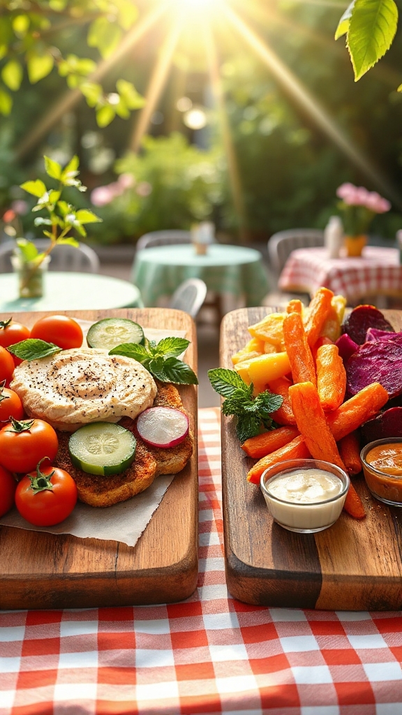 colorful veggie hummus platter