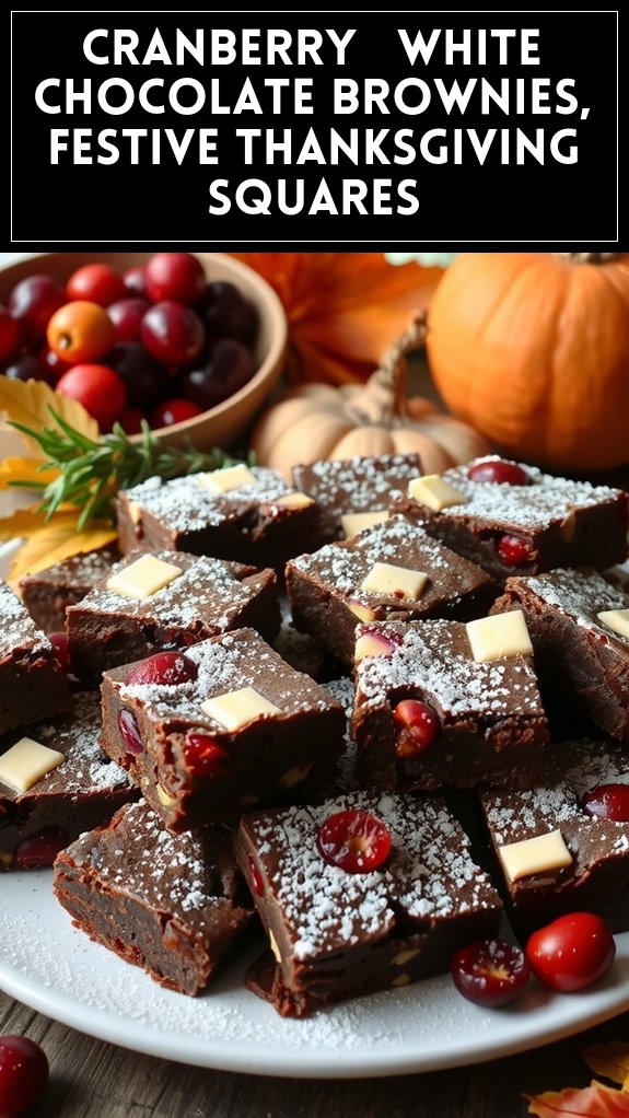 Cranberry & White Chocolate Brownies, Festive Thanksgiving Squares