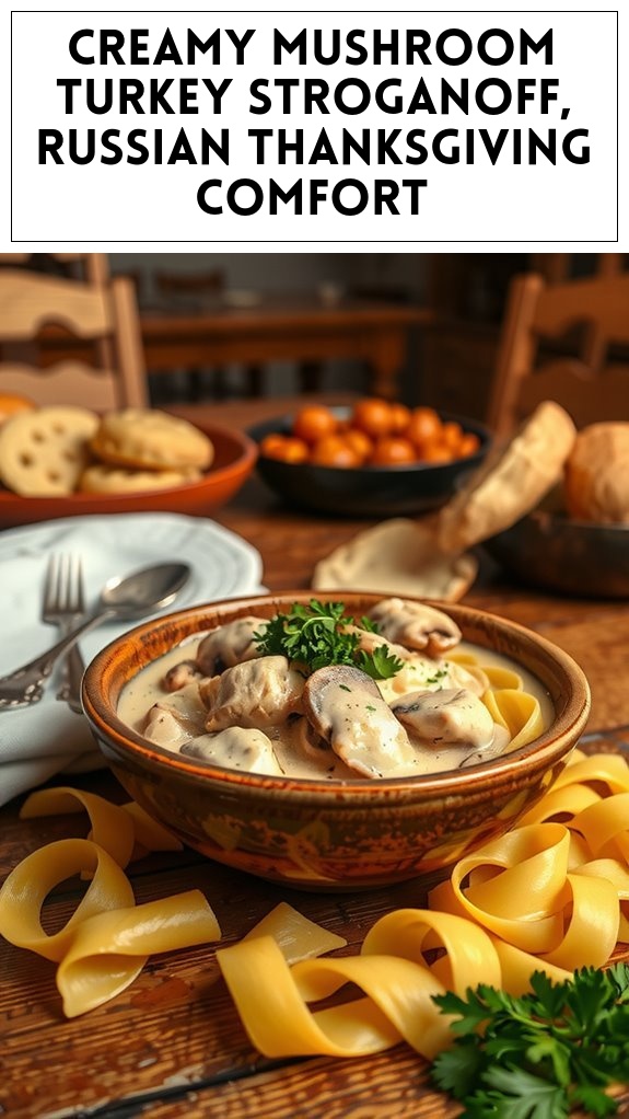 Creamy Mushroom Turkey Stroganoff, Russian Thanksgiving Comfort