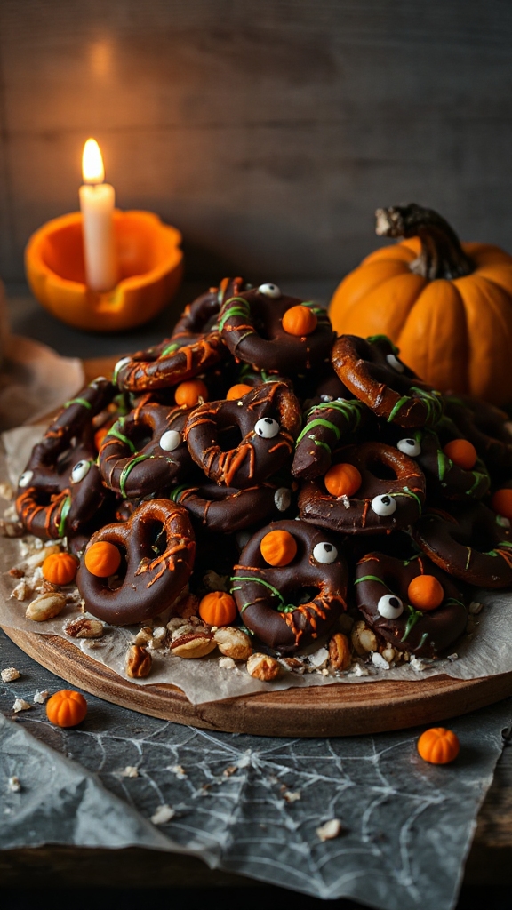 creepy chocolate pretzel snacks