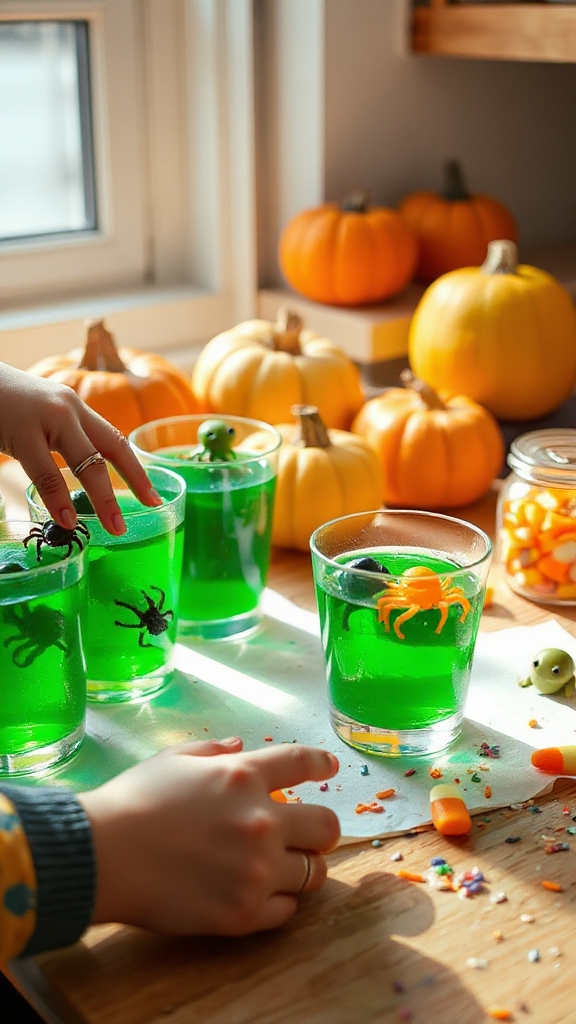 creepy crawly jello cups