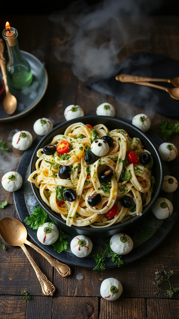 creepy eyeball pasta salad