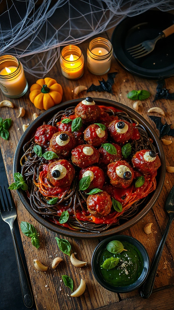 creepy halloween meatball appetizer
