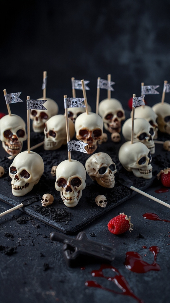 creepy skull cake pops