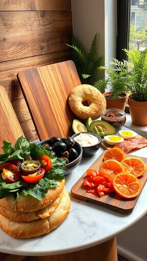 customizable breakfast bagel bar