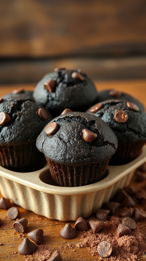 decadent chocolate black muffins