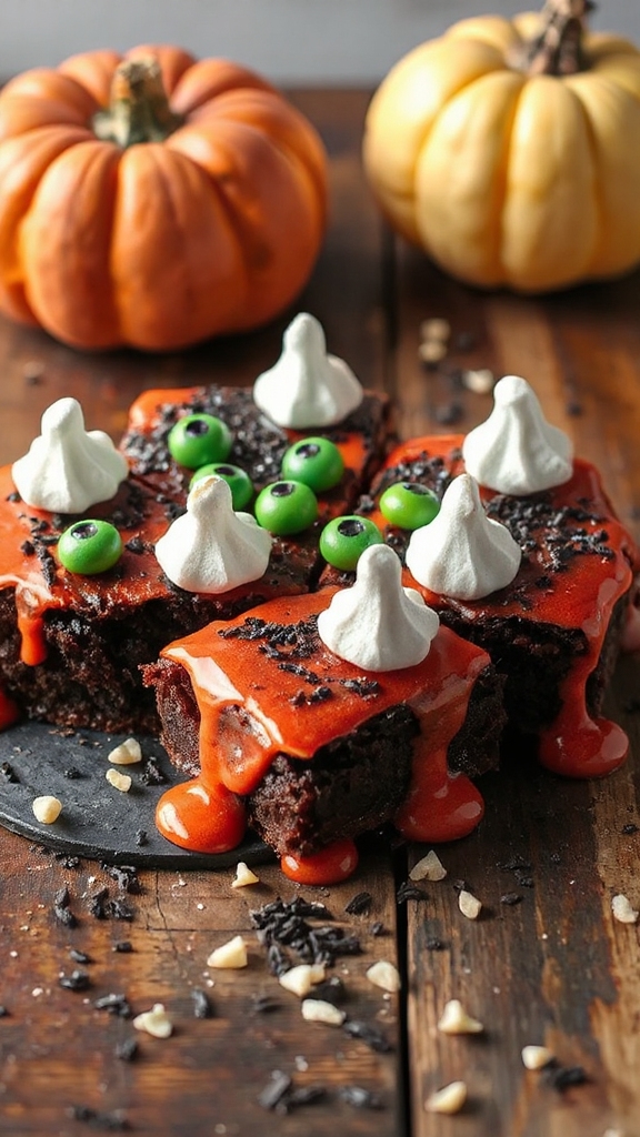 decadent halloween red velvet brownies