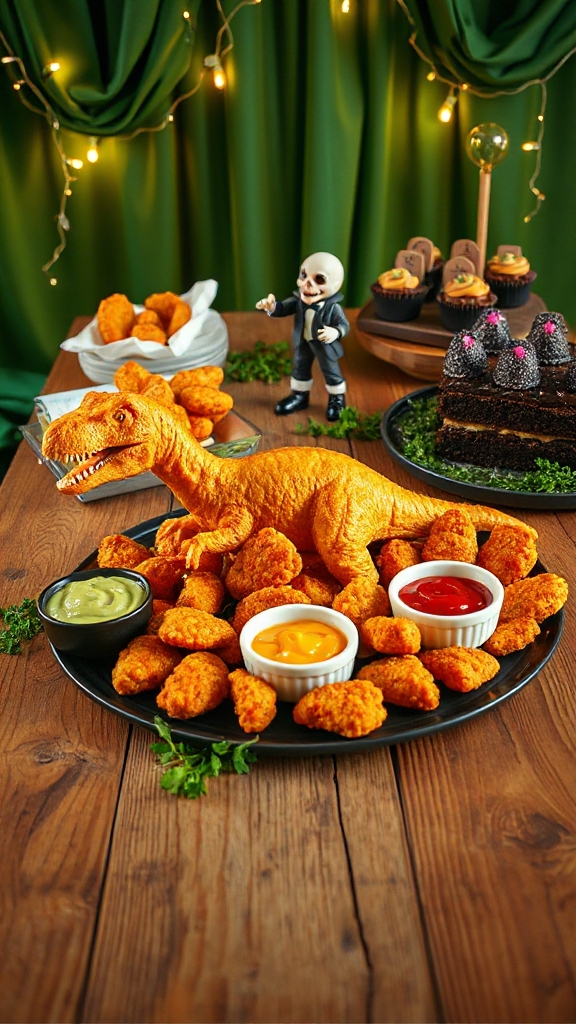 dinosaur shaped chicken nuggets