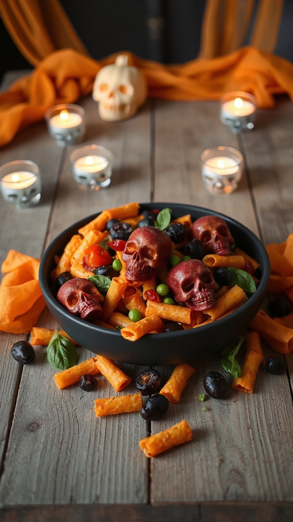 eerie halloween pasta salad