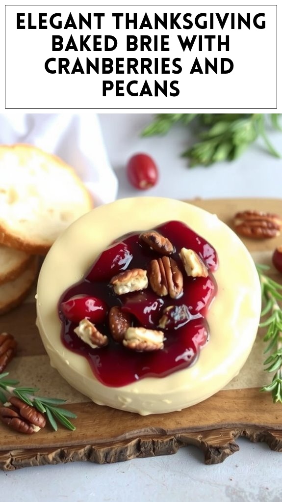 Elegant Thanksgiving Baked Brie With Cranberries and Pecans