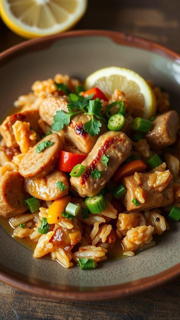 elevate jambalaya with garnishes elevate jambalaya with garnishes