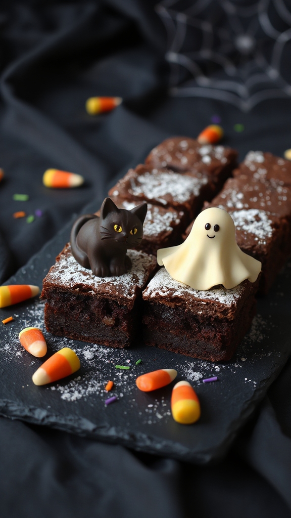festive halloween cat brownies