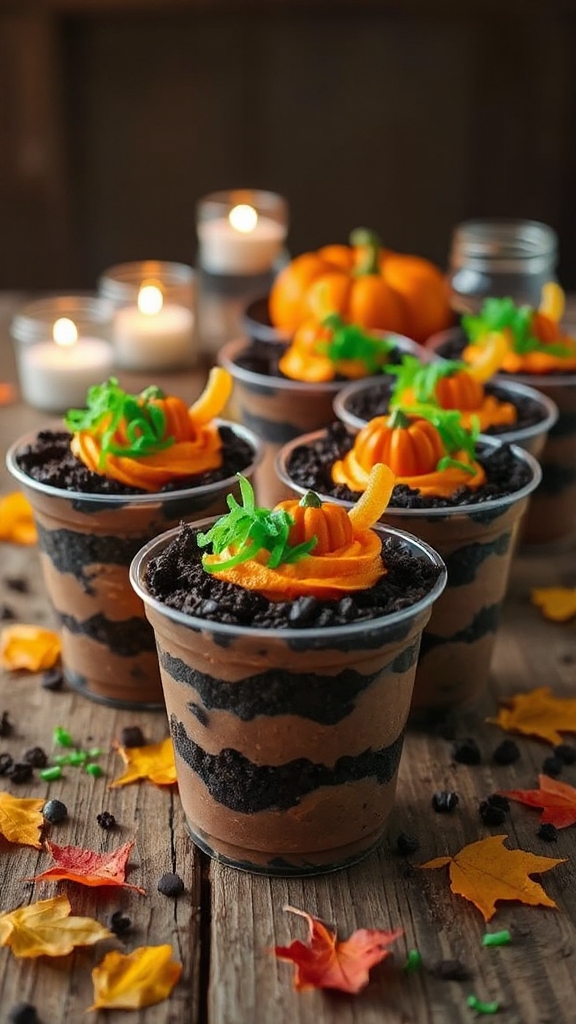 festive halloween dessert cups