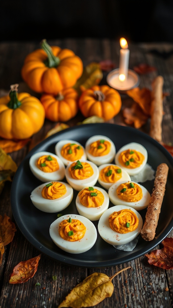festive halloween deviled eggs
