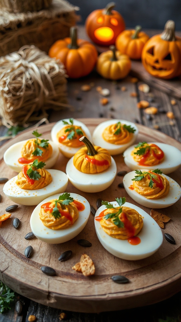 festive halloween deviled eggs
