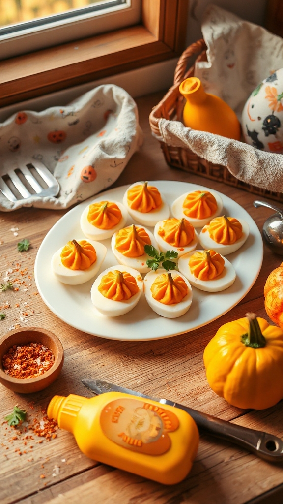 festive halloween deviled eggs