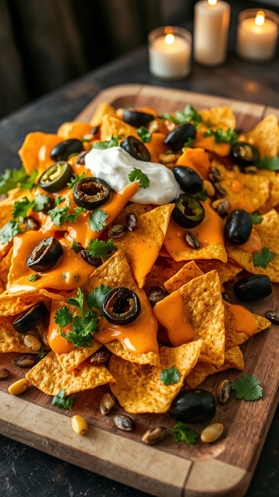 festive halloween nacho platter