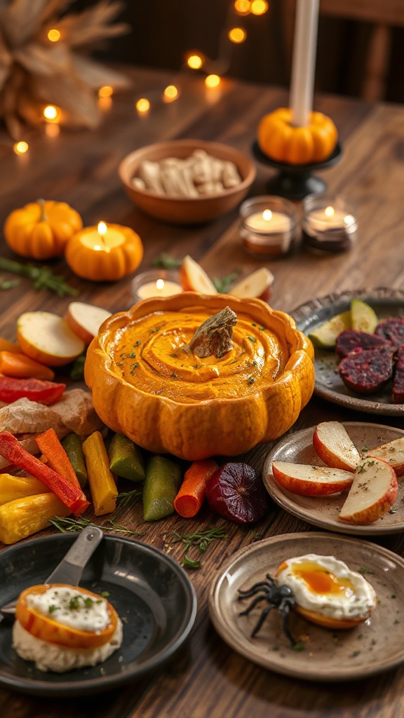 festive pumpkin veggie dip
