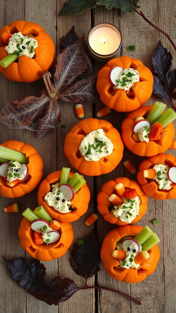 festive vegetable filled mini pumpkins